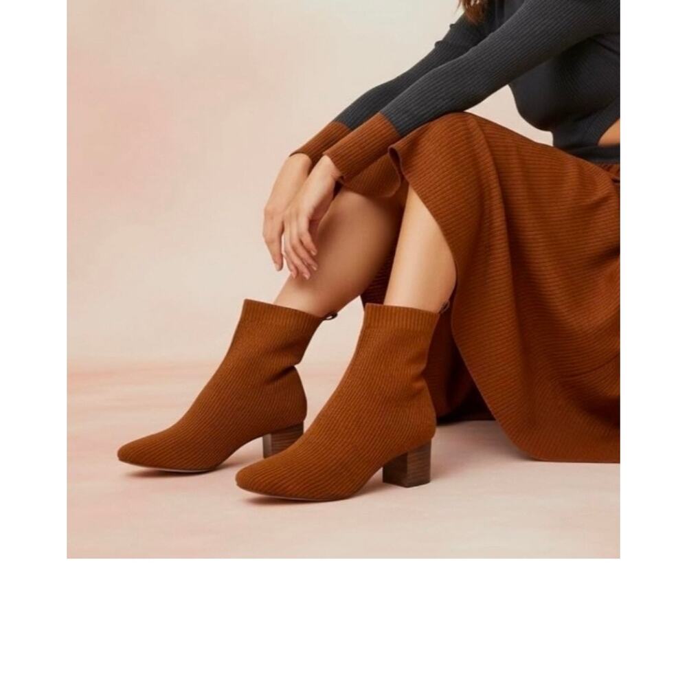 JOIE x ANTHROPOLOGIE | Neely Stretch Pull On Boots Caramel Rust Brown | Size 9.5